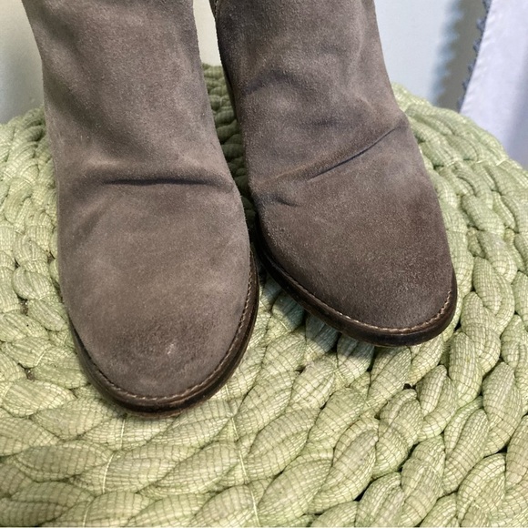 Jeffrey Campbell Slouch Ruched Oiled Gray Suede Block Heel Boots - Picture 6 of 10